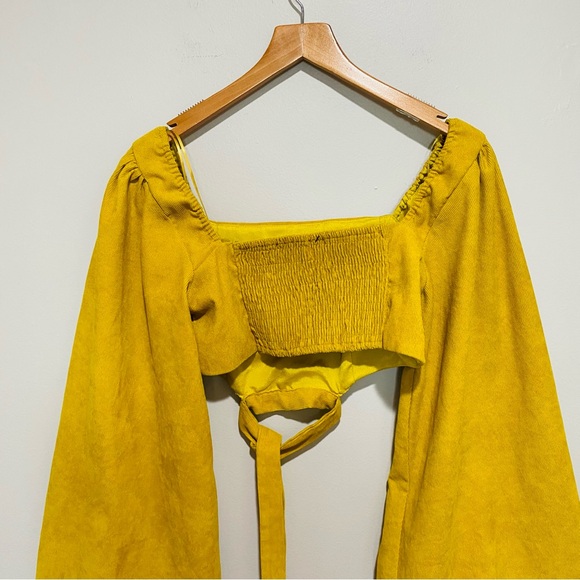 Style & Co Women's Yellow Balloon Sleeve Crop Top Size L - Picture 8 of 15